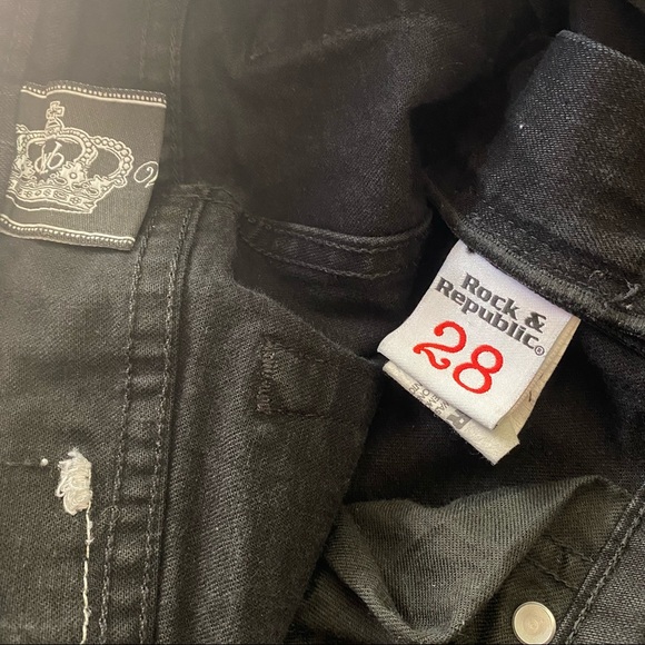 Victoria Beckham Rock & Republic Black Jeans Silver Crowns - Picture 10 of 11